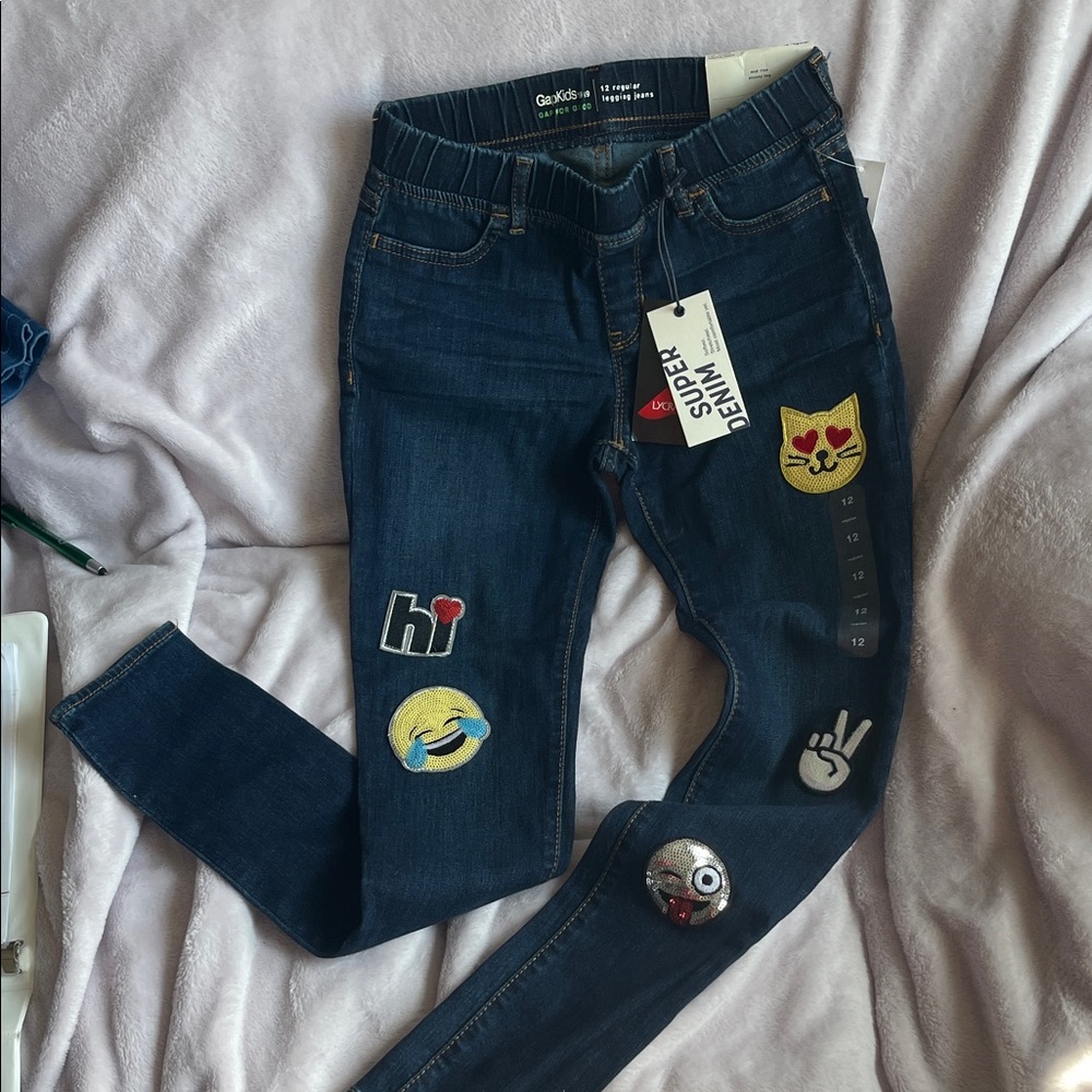 GAP Navy Emoji Patch Kids Jeans